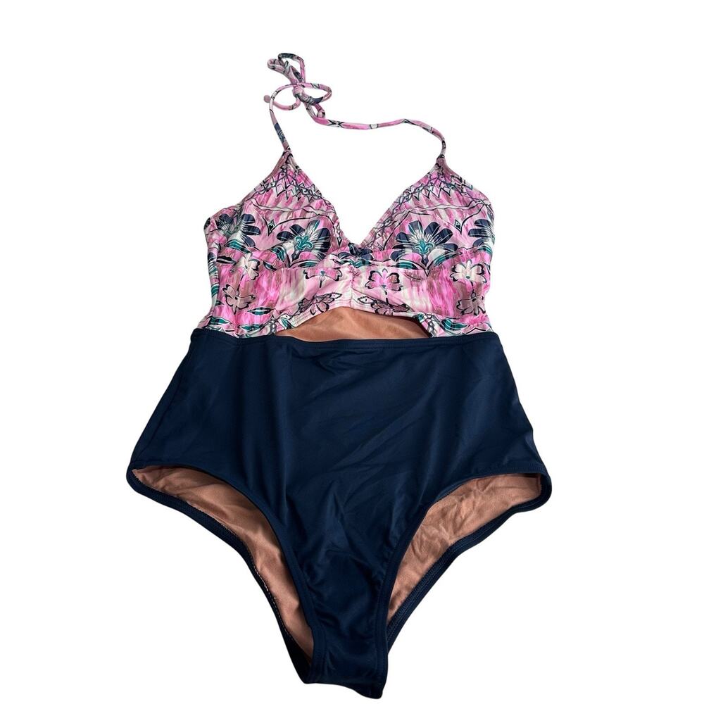 O’Neill One Piece Swimsuit Women’s Size S Floral Halter Cutout Summer 2017